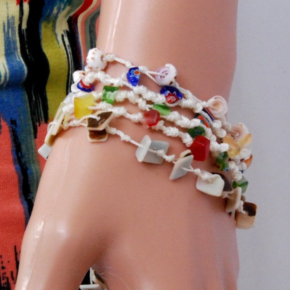 5 Sea Shell & Colorful Stone Beach Bracelets - Lot - Picture 2 of 6